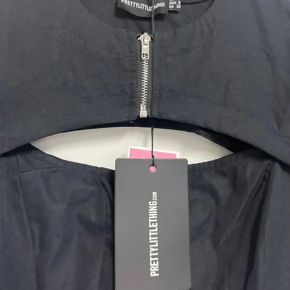 prettylittlething Black Woven Lace Up Detail Bodycon dress - Picture 4 of 6